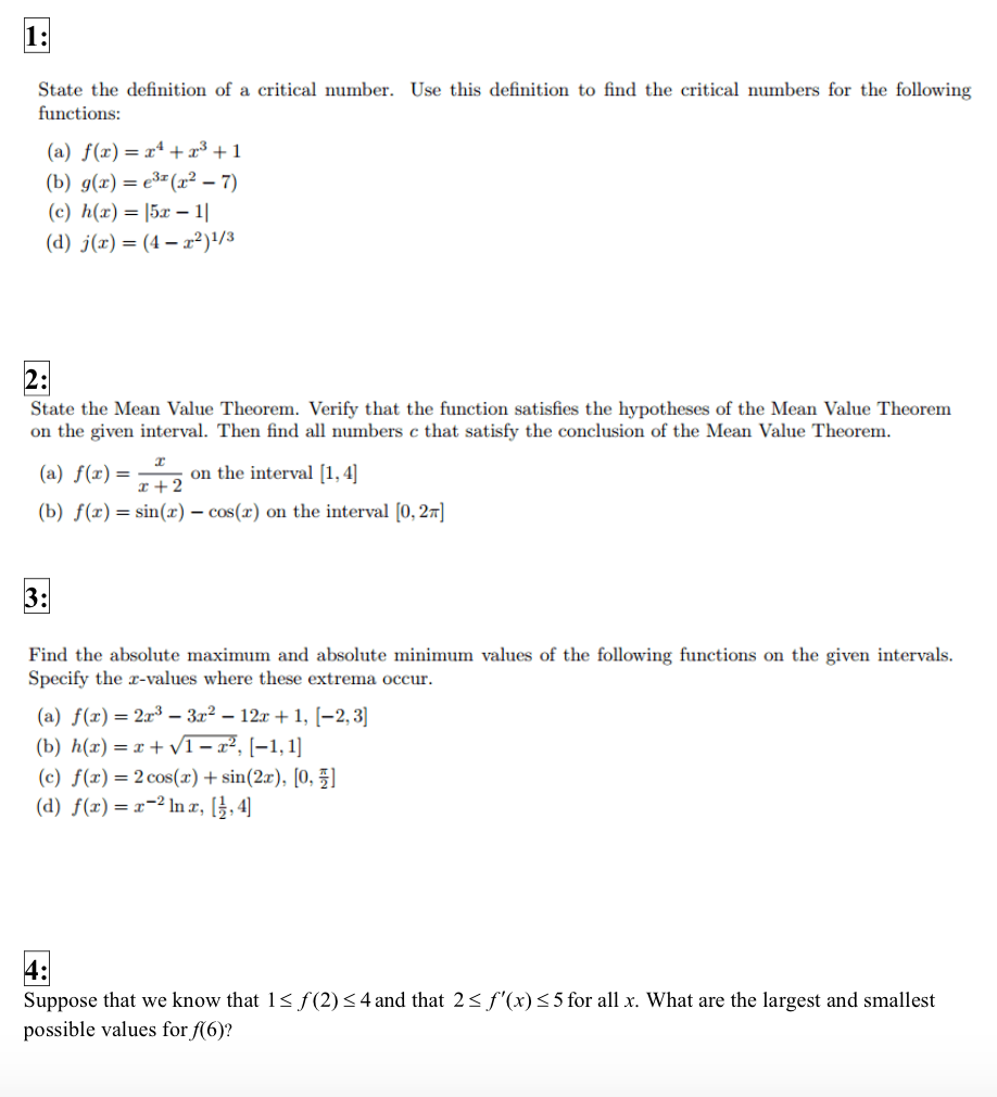 Solved State The Definition Of A Critical Number Use Thi Chegg Com