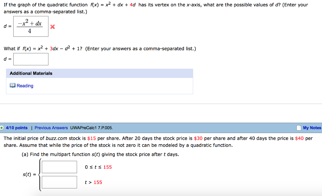 Solved If The Graph Of The Quadratic Function Fx X2