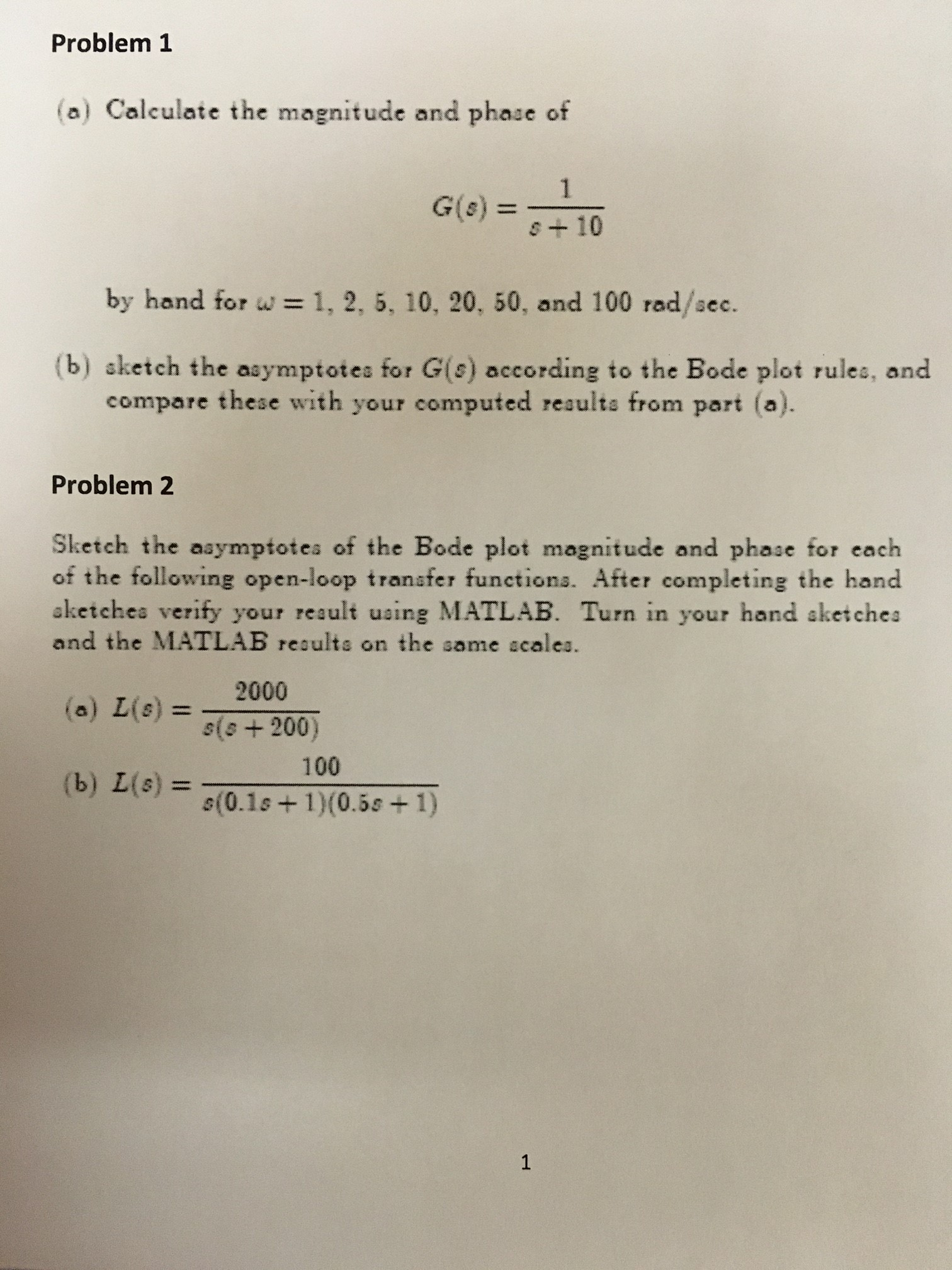 Solved Calculate The Magnitude And Phase Of G S 1 S Chegg Com