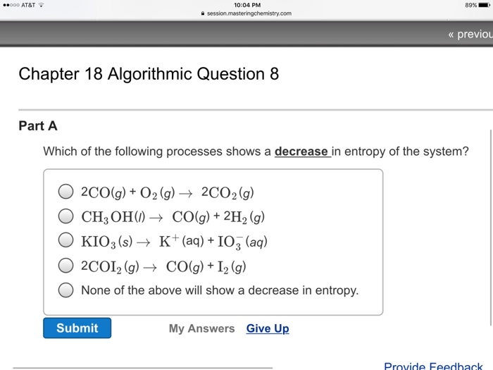 Solved Which Of The Following Processes Shows A Decrease