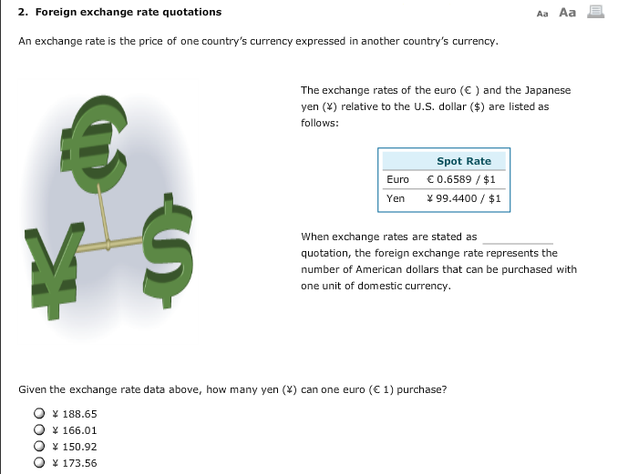 Solved Aa Aa El 2 Foreign Exchange Rate Quotations An Ex - 