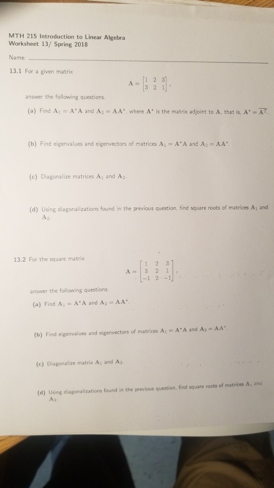 Solved Mth 215 Introduction To Linear Algebra Worksheet 1 Chegg Com