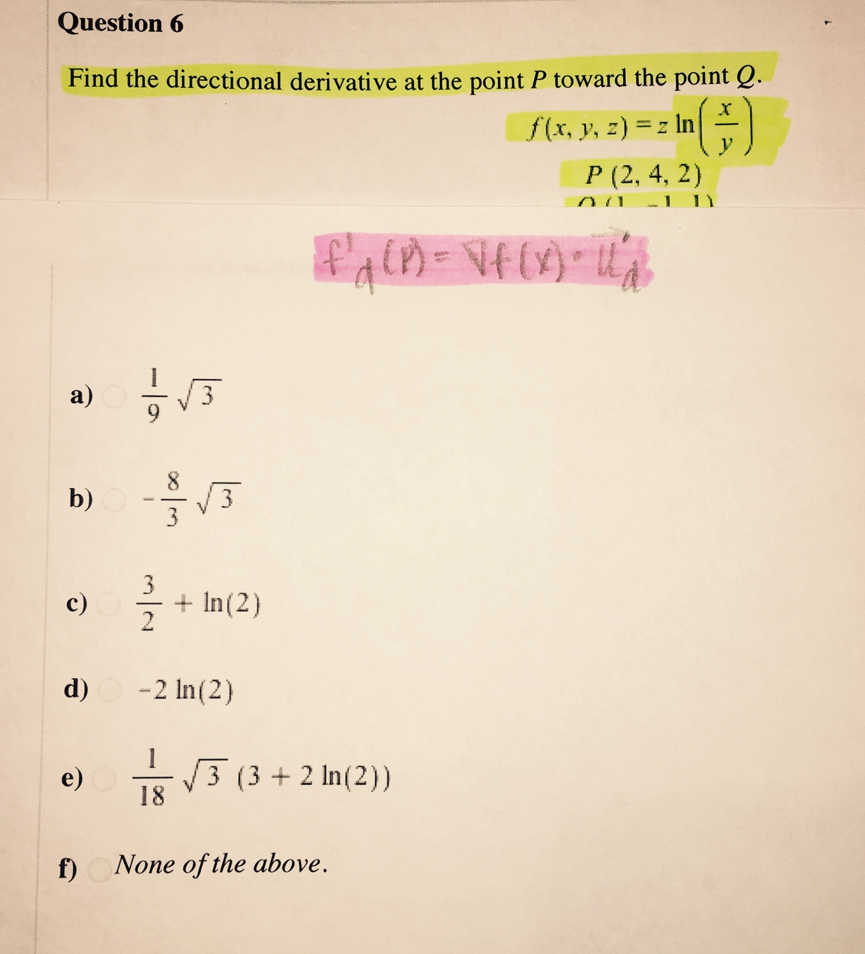 Solved Find The Directional Derivative At The Point P Toward Chegg Com