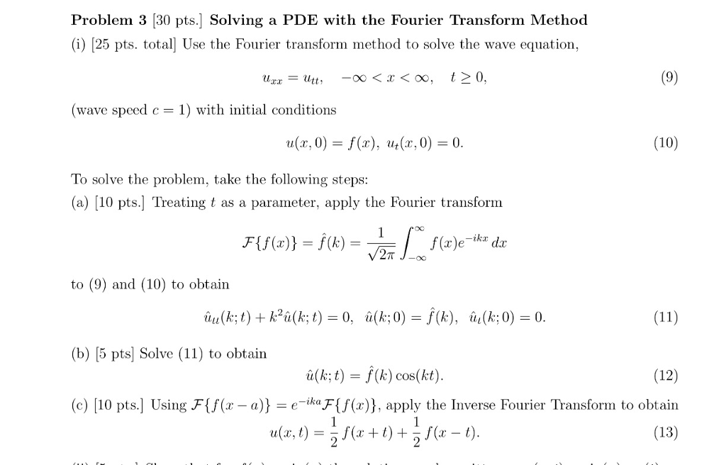 Solved Solving A Pde With The Fourier Transform Method I Chegg Com