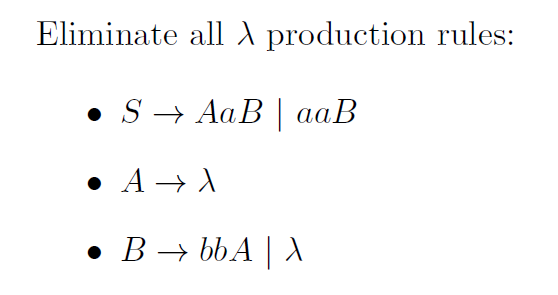 Eliminate all production rules: