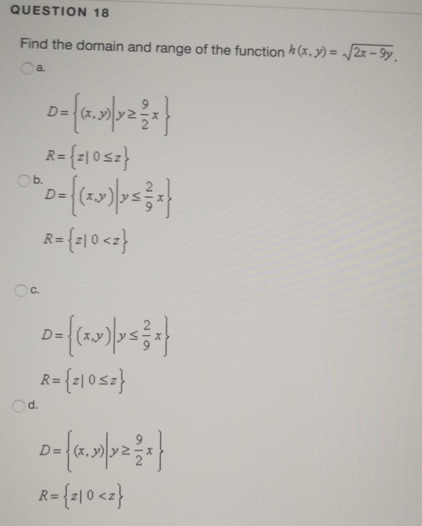 Solved Find The Domain And Range Of The Function H X Y Chegg Com