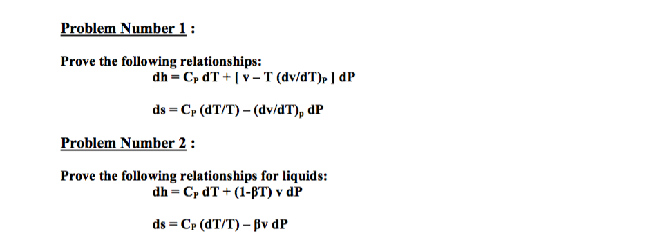 Solved Problem Number 1 Prove The Following Relationship Chegg Com