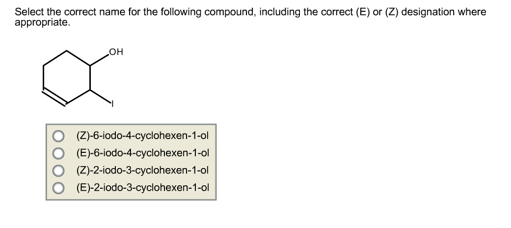 Solved Select The Correct Name For The Following Compound