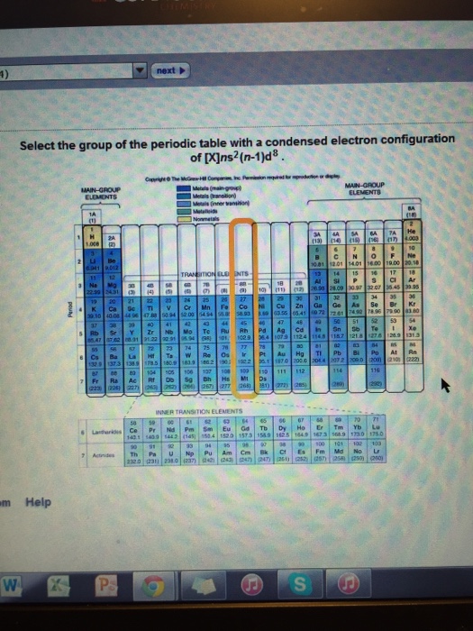 Solved Select The Group Of The Periodic Table With A Cond Chegg Com