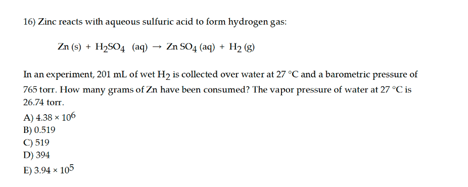 Zinc Reacts With Aqueous Sulfuric Acid To Form Chegg Zinc Reacts With Aqueous Sulfuric Acid To Form Chegg