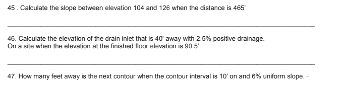 Solved 45 Calculate The Slope Between Elevation 104 And