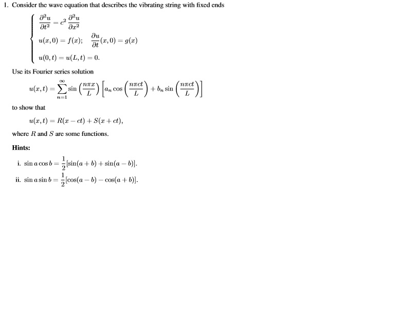 Solved 1 Consider The Wave Equation That Describes The V Chegg Com