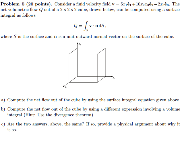 Solved Problem 5 Points Consider A Fluid Velocity F Chegg Com