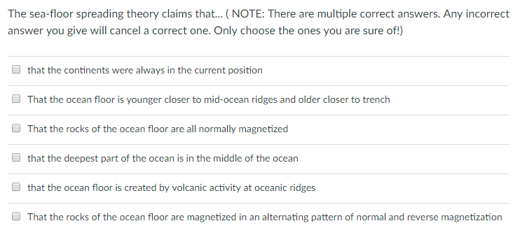 Solved The Sea Floor Spreading Theory Claims That No