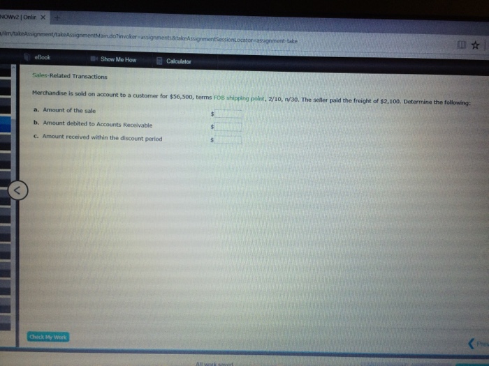 Solved Ebook Show Me How Calculator Sales Related Transac Chegg Com