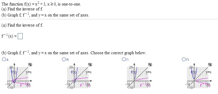 Solved The Function F X X 2 3 X 0 Is One To One Chegg Com