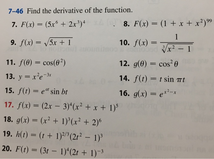 Solved Find The Derivative Of The Function F X 5x 6 Chegg Com