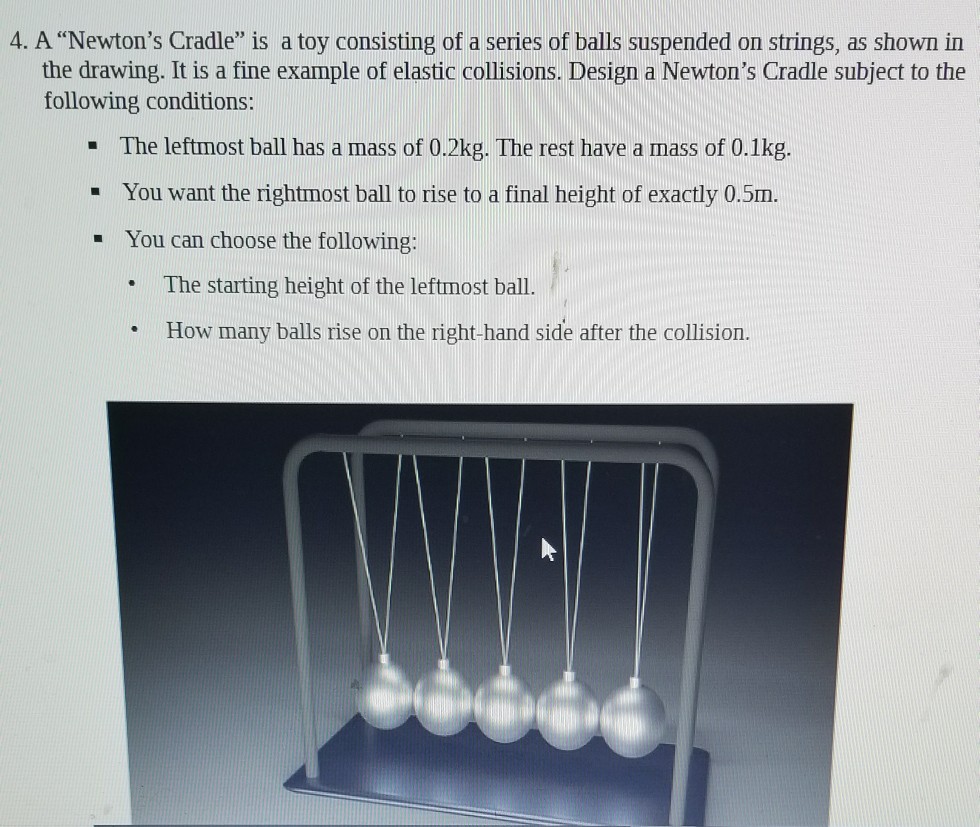 newton's cradle with different masses