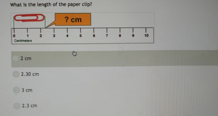 Solved What Is The Length Of The Paper Clip Cm 0 1 23