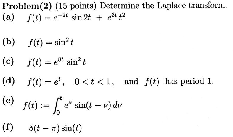 Solved Determine The Laplace Transform A F T E 2t Si Chegg Com