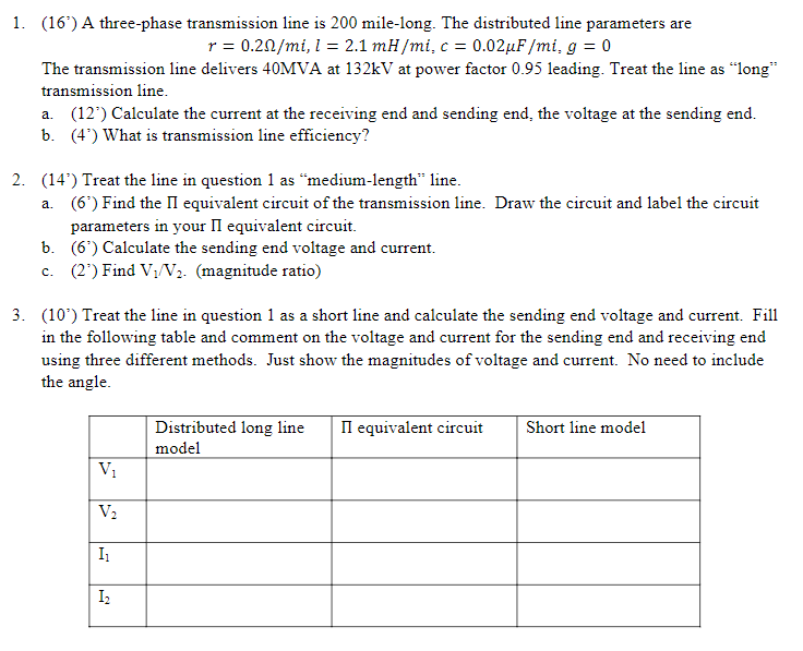 What Is Transmission >> Solved 1 16 A Three Phase Transmission Line Is 200 Mi What Is Transmission >> Solved 1 16 A Three Phase Transmission Line Is 200 Mi