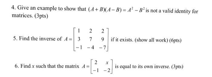 show that b is the inverse of a in matrix 2 2