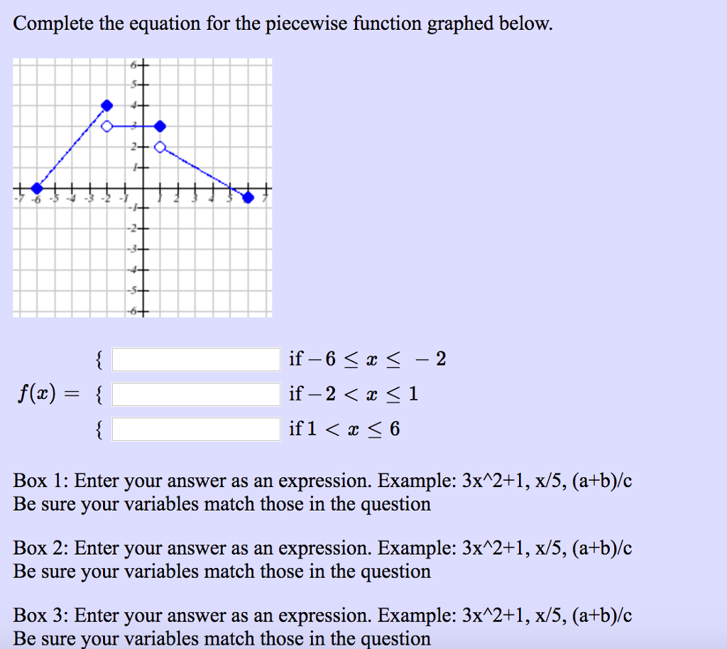 Solved Complete the equation for the piecewise function  Chegg.com