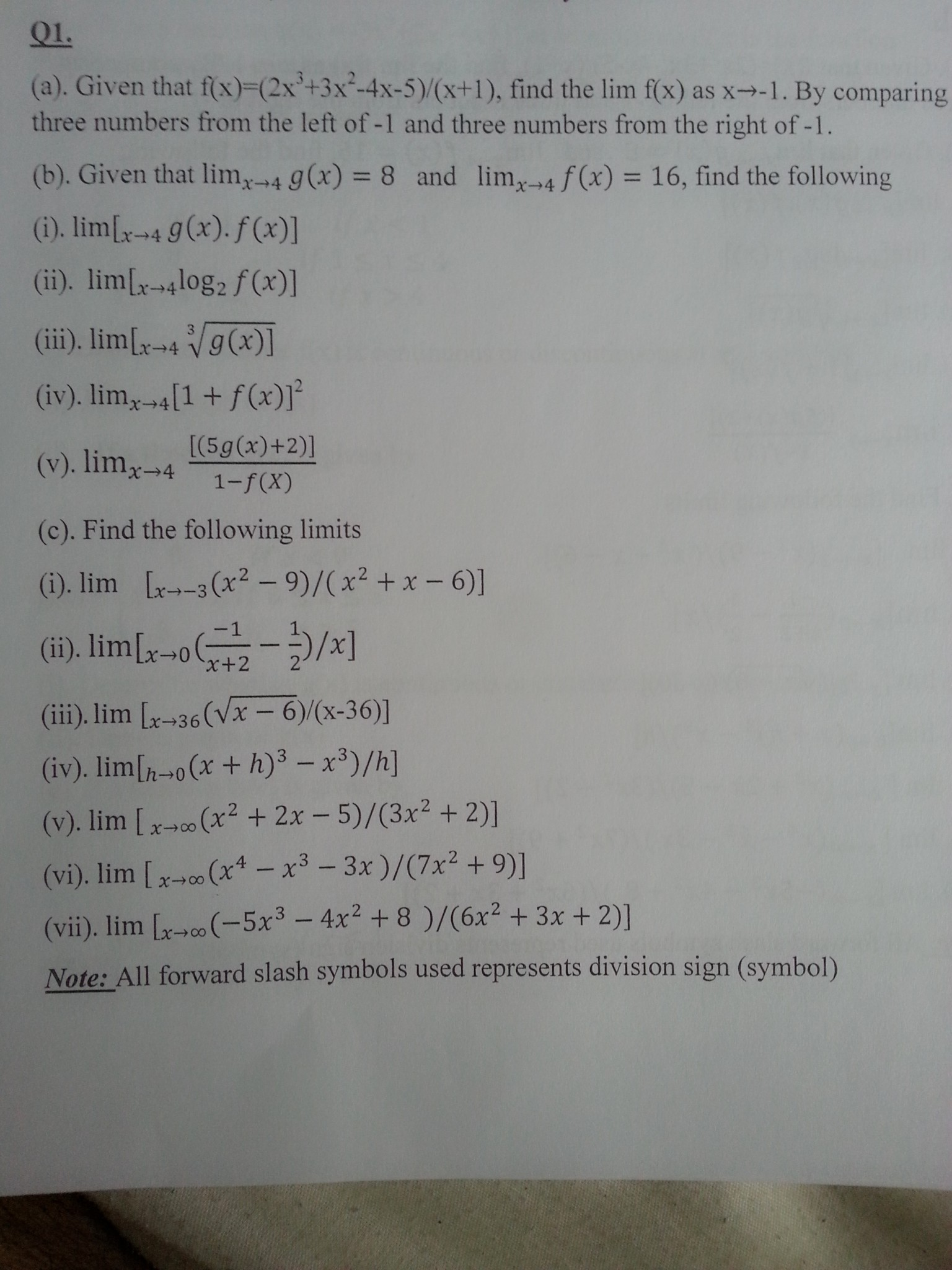 Given That F X 2x 3x 4x 5 X 1 Find The Lim Chegg Com