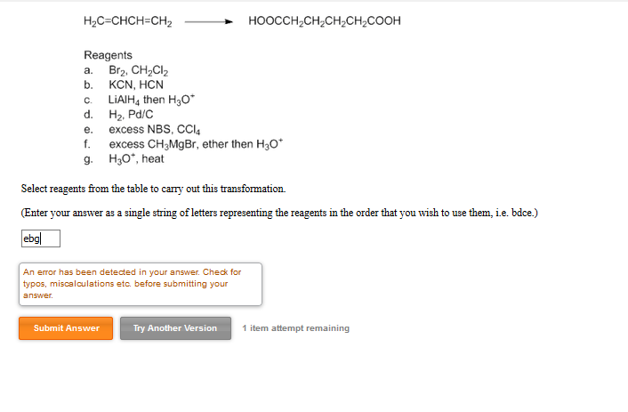 Select Reagents From The Table To Carry Out This Chegg 