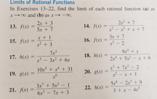 Solved Limits of Rational Functions In Exercises 13-22, find