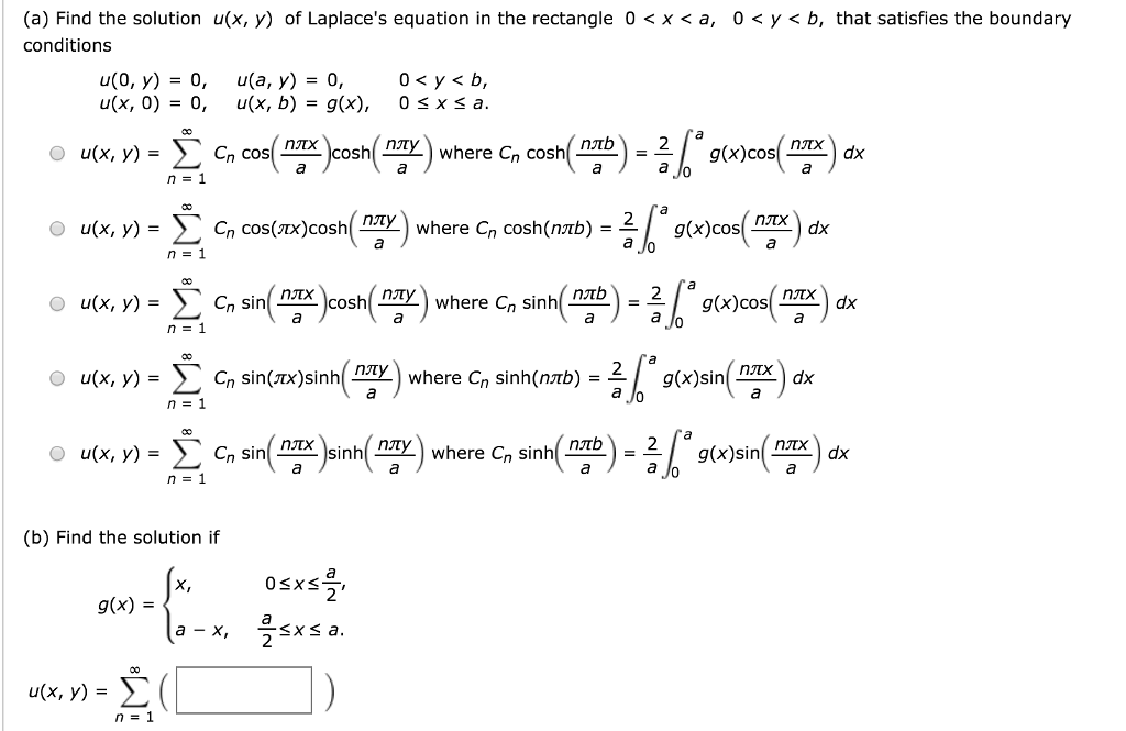 Solved A Find The Solution U X Y Of Laplace S Equatio Chegg Com