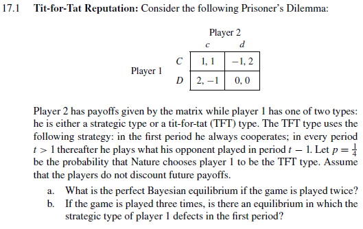 Solved In a two-person repeated game, a tit-for-tat strategy