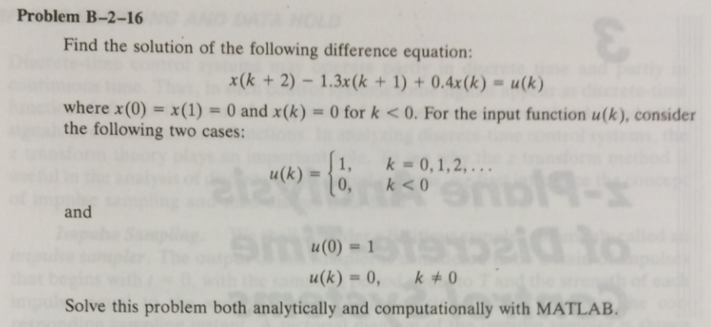 Solved Find The Solution Of The Following Difference Equa Chegg Com
