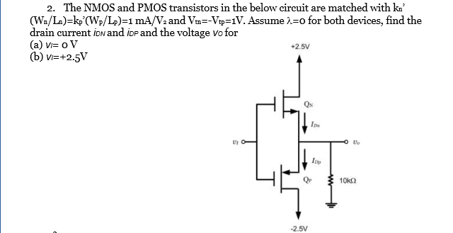 Solved The Nmos And Pmos Transistors In The Below Circuit Chegg Com