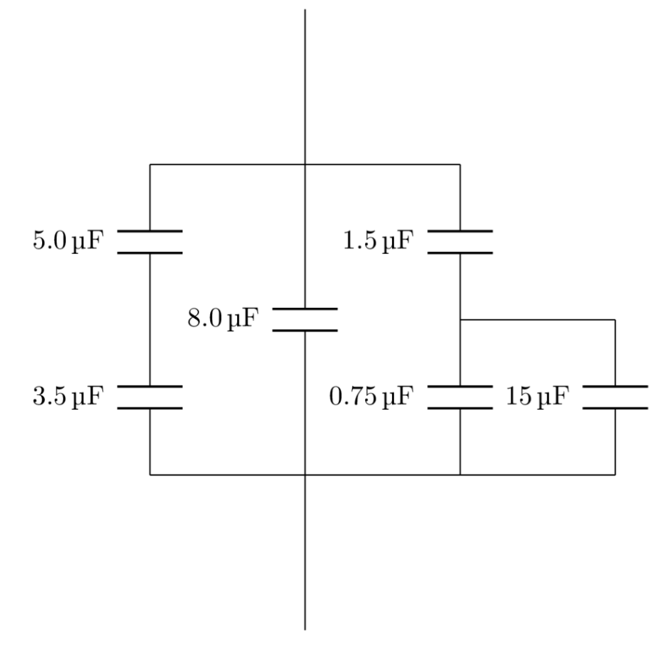 Consider the capacitors pictured in the attachment. Assume that a 10 V power supply is connect to the top and bottom wires of the component, ...
