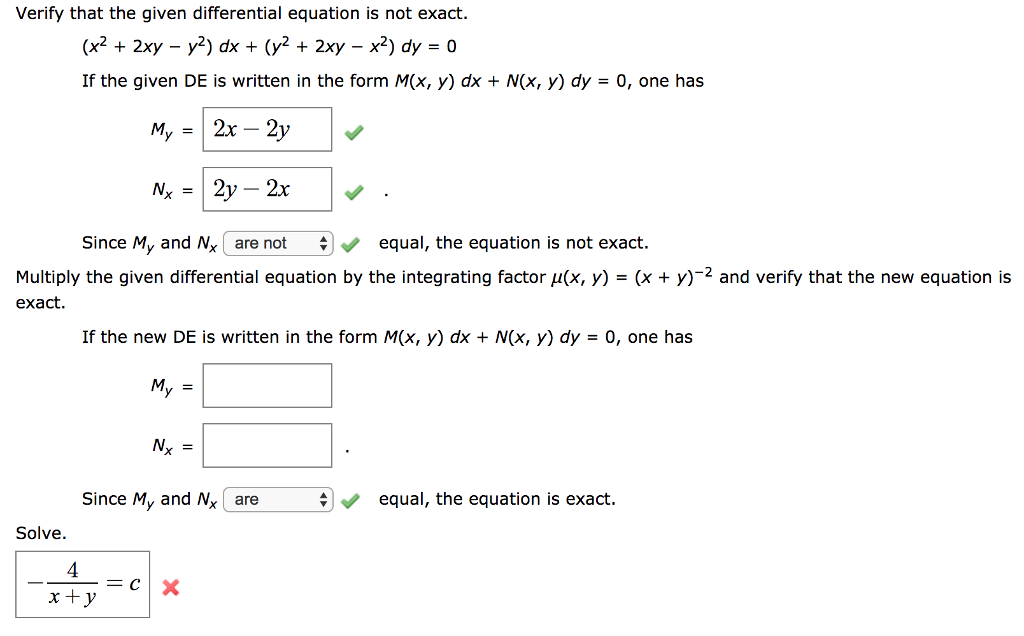 Solved Verify That The Given Differential Equation Is Not Chegg Com