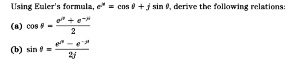 Solved Using Euler S Formula E J Theta Cos Theta J S Chegg Com
