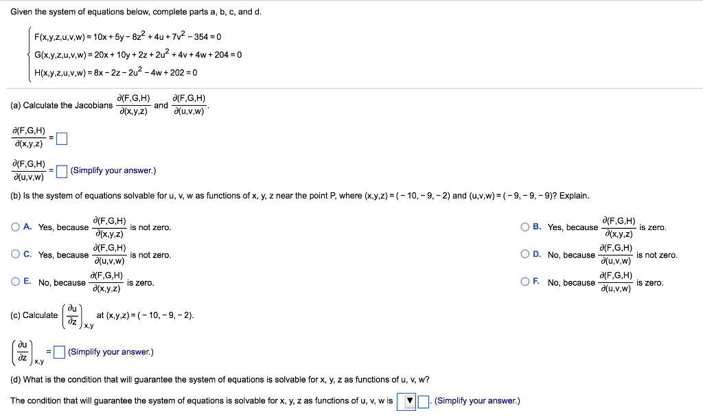 Solved Given The System Of Equations Below Complete Part Chegg Com