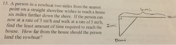 solved: a person in a rowboat two miles from the nearest p