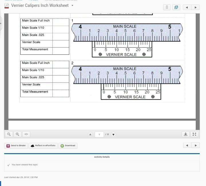 vernier caliper examples