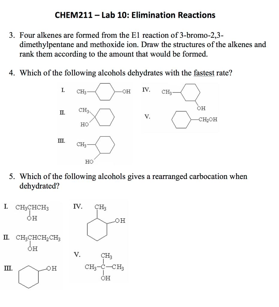 Solved 1 There Are Three Alkene Products Possible In The