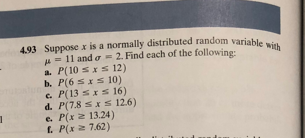 Solved 4 93 Suppose X Is A Normally Distributed Random Va Chegg Com