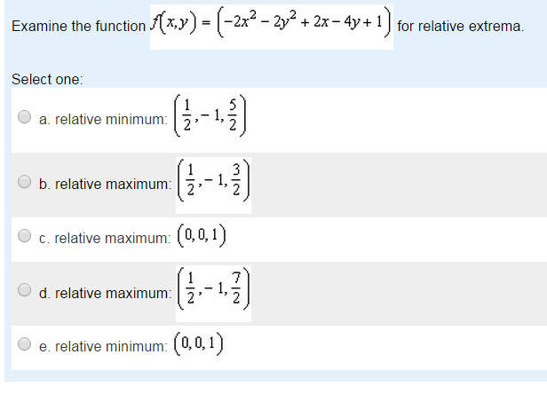 Solved Examine The Function F X Y 2x 2 2y 2 2x 4y Chegg Com
