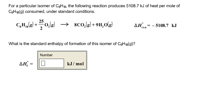 For A Particular Isomer Of C8h18 The Following Chegg 