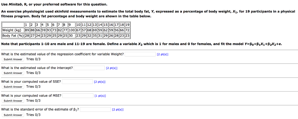 Solved An Exercise Physiologist Used Skinfold Measurement