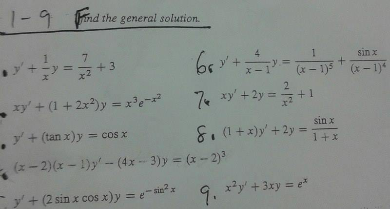 Find The General Solution Y 1 X Y 7 X 2 3 Chegg Com