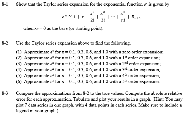 Show That The Taylor Series Expansion For The Chegg Com