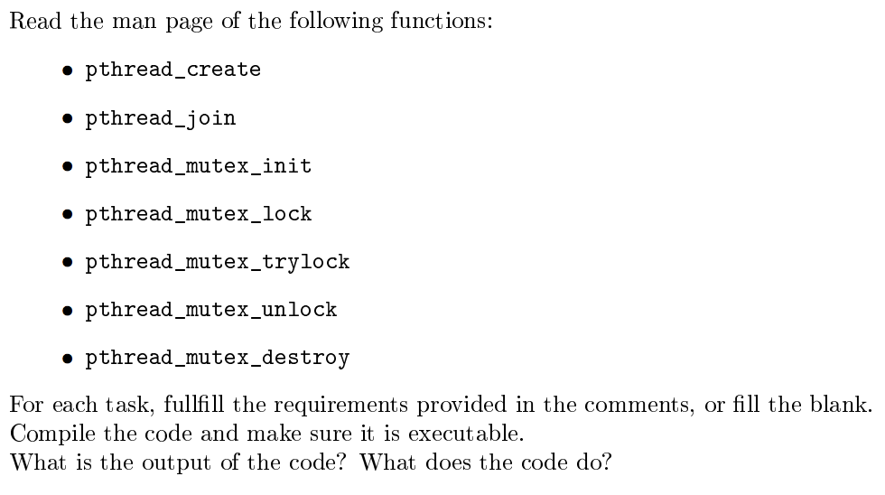 Solved Read The Man Page Of The Following Functions Chegg Com