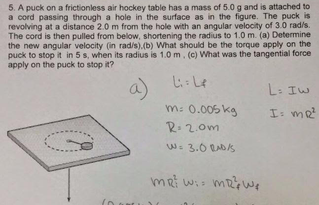 Solved A Puck On A Frictionless Air Hockey Table Has A Ma