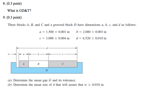 Solved 8 0 3 Point What Is Gd T 9 0 3 Point Three B Chegg Com